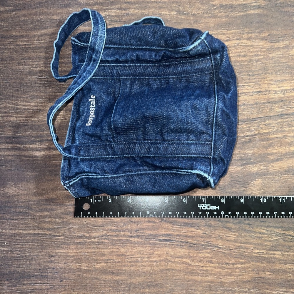 Aeropostale Y2K Mini Denim Tote Bag Strawberry Lining - Picture 9 of 11